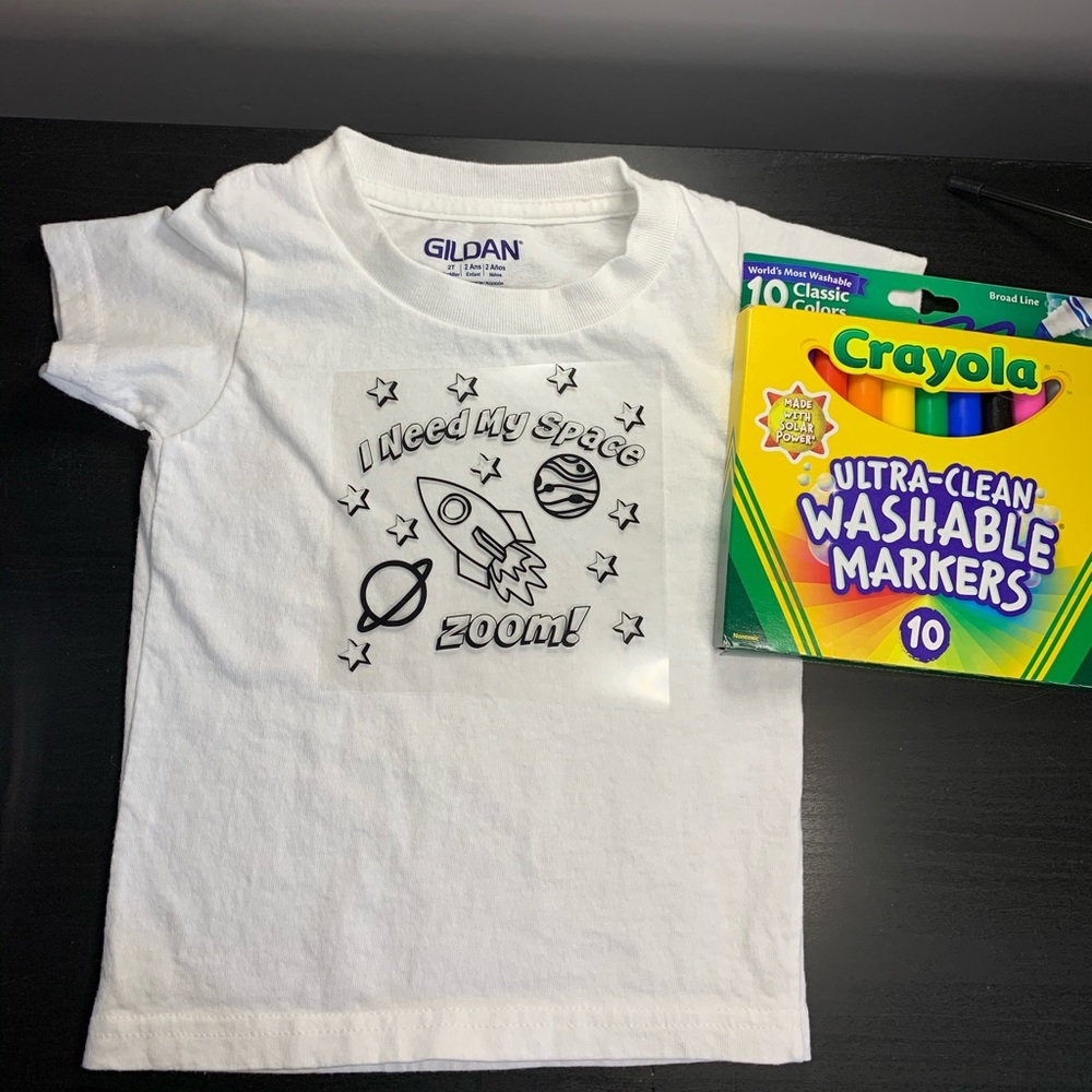 Kid’s Coloring Shirt with Markers - Multiple Designs Available! - Picture 7 of 16